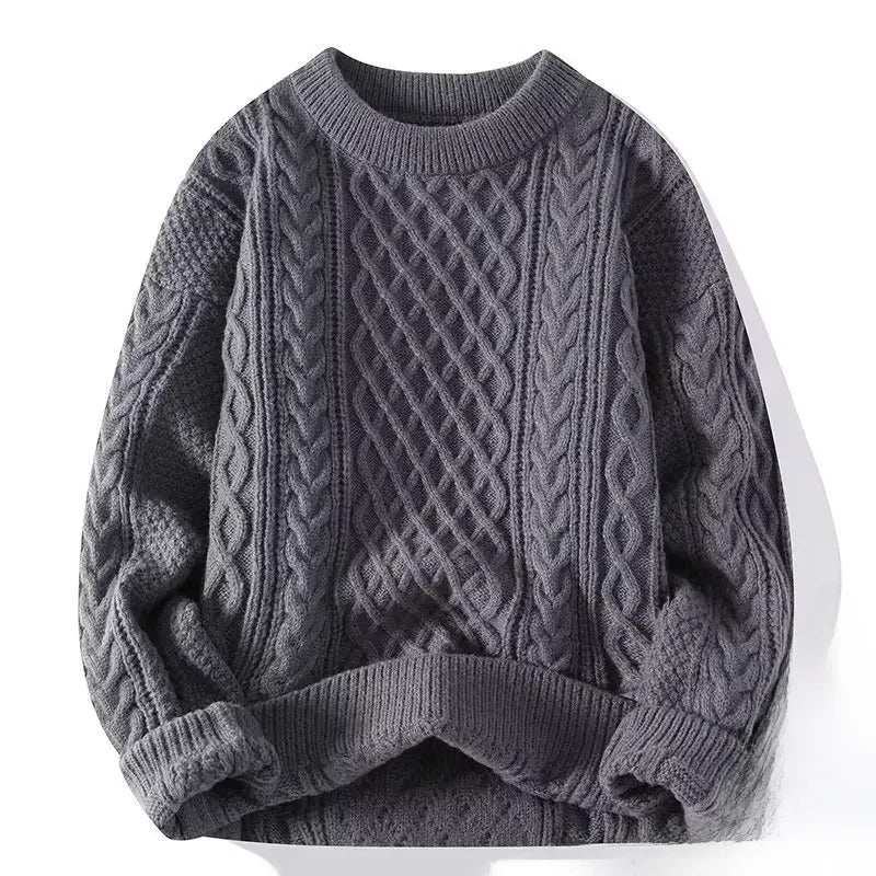 Giulio Men’s Cotton Sweater – Classic Cable Knit Jumper