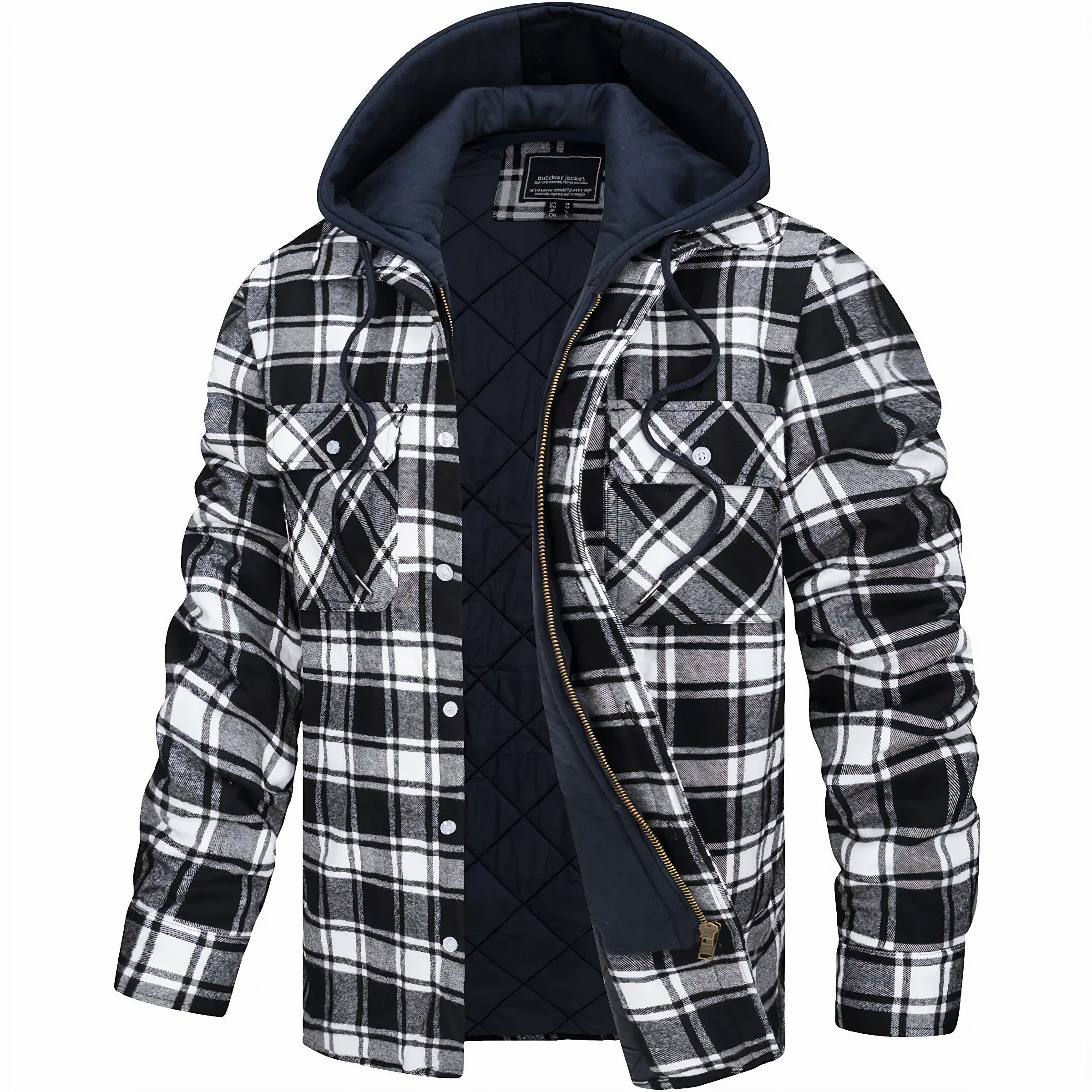 Simone Men’s Flannel Shirt Jacket – Hooded Plaid Design