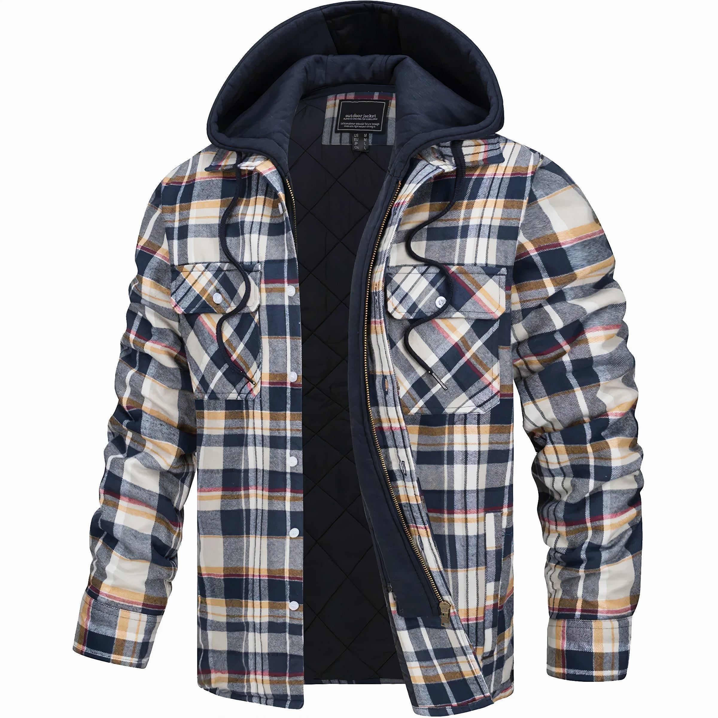 Simone Men’s Flannel Shirt Jacket – Hooded Plaid Design