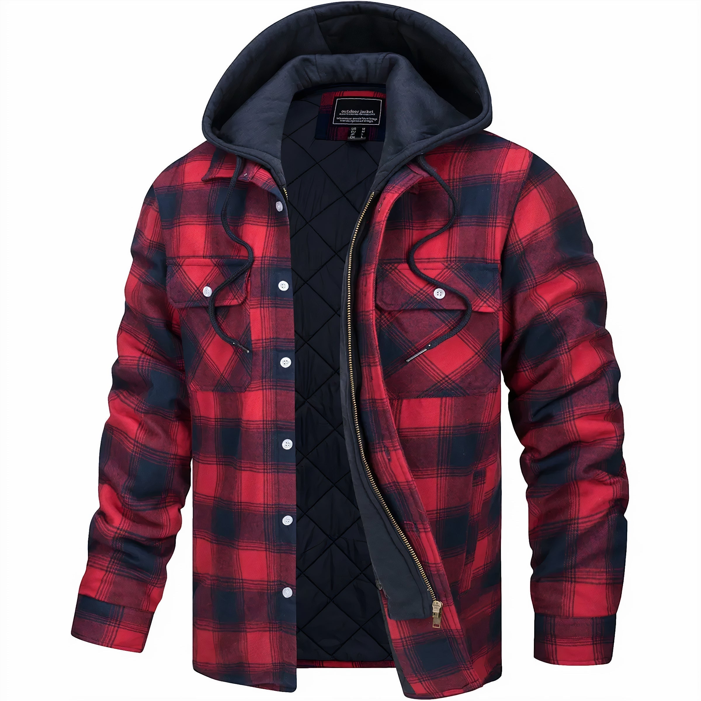 Simone Men’s Flannel Shirt Jacket – Hooded Plaid Design