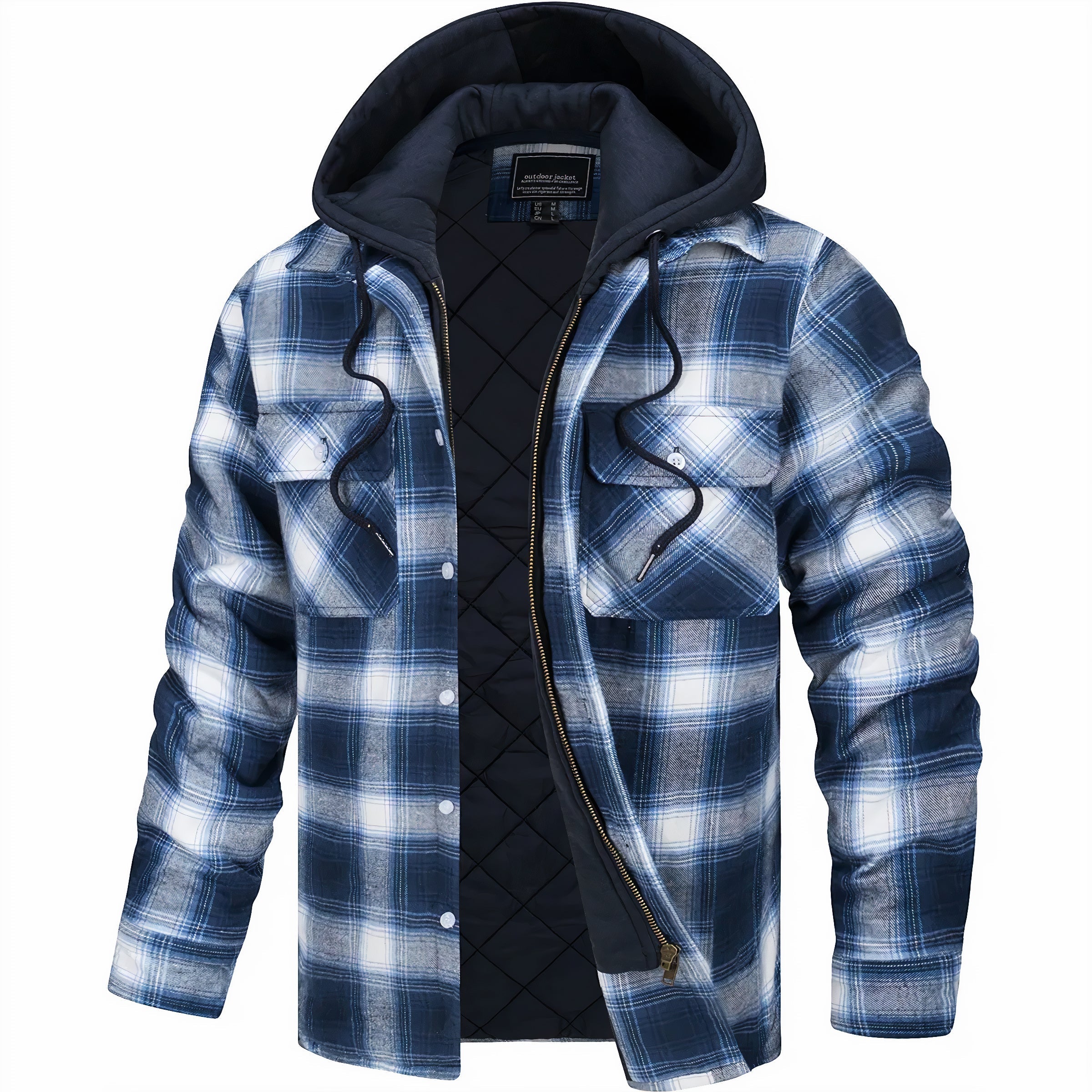 Simone Men’s Flannel Shirt Jacket – Hooded Plaid Design