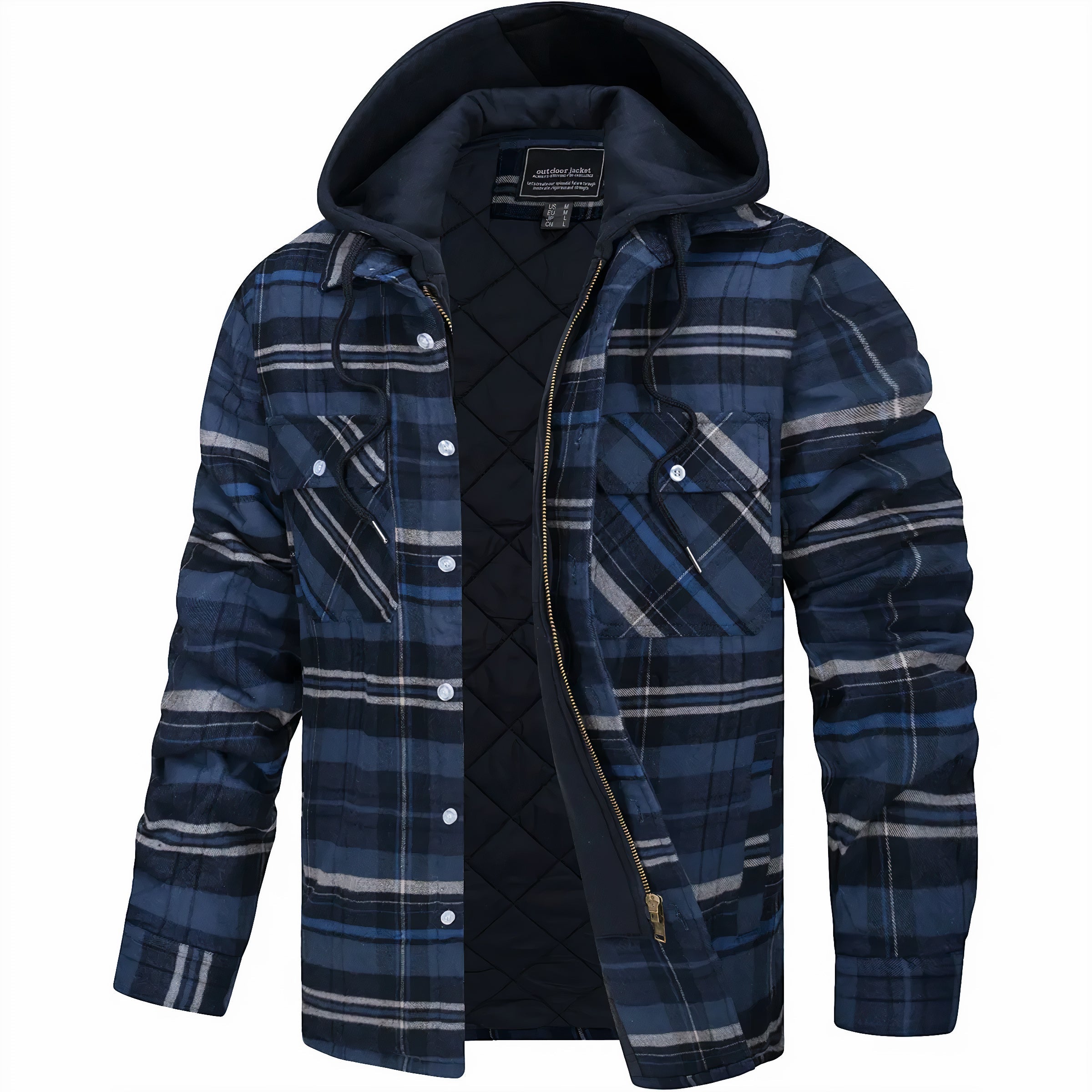 Simone Men’s Flannel Shirt Jacket – Hooded Plaid Design