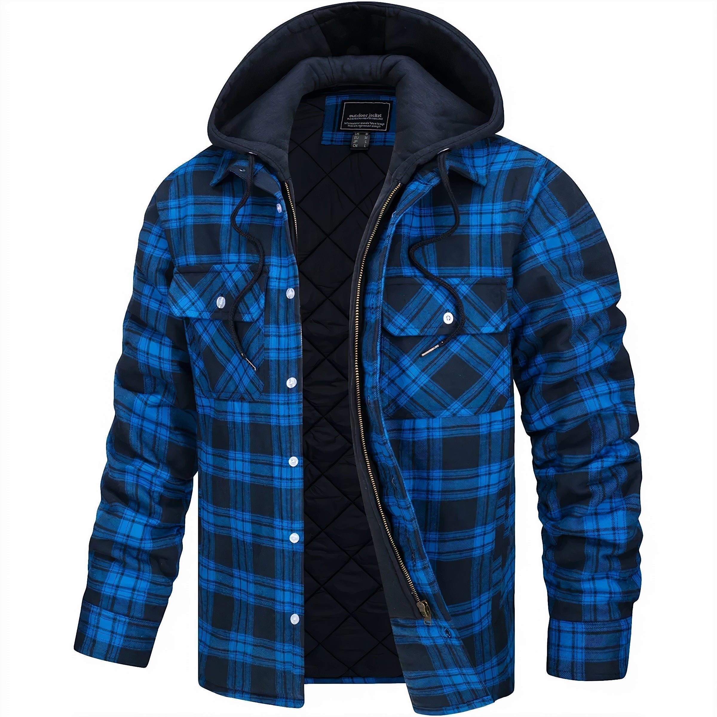 Simone Men’s Flannel Shirt Jacket – Hooded Plaid Design