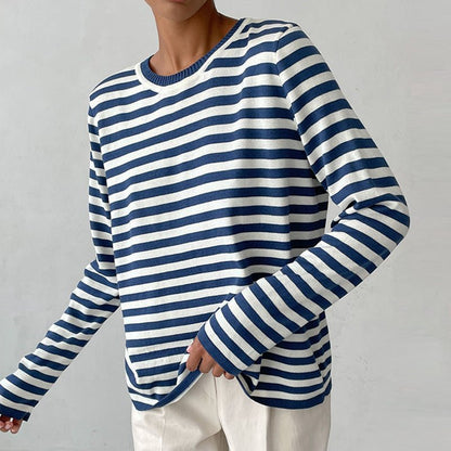 Amelia Women’s Striped Long Sleeve Shirt – Cotton Blend with Classic Fit