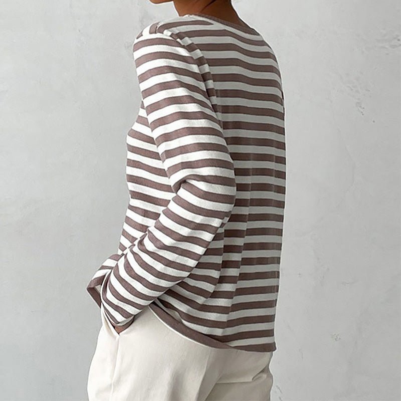 Amelia Women’s Striped Long Sleeve Shirt – Cotton Blend with Classic Fit