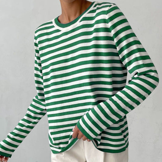 Amelia Women’s Striped Long Sleeve Shirt – Cotton Blend with Classic Fit