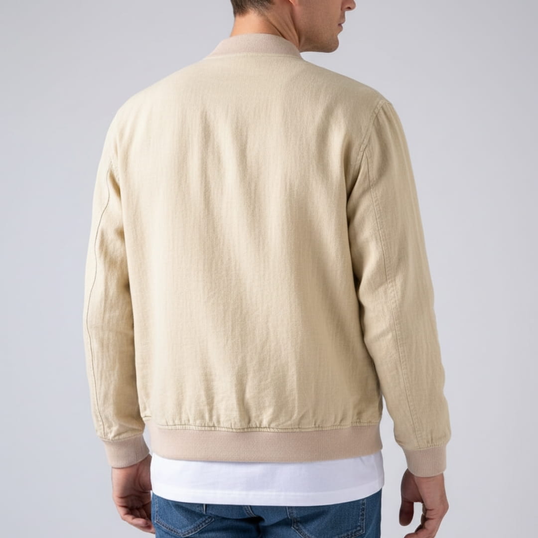 Nelson Linen Blend Bomber Jacket – Zip-Up Lightweight Casual Outerwear