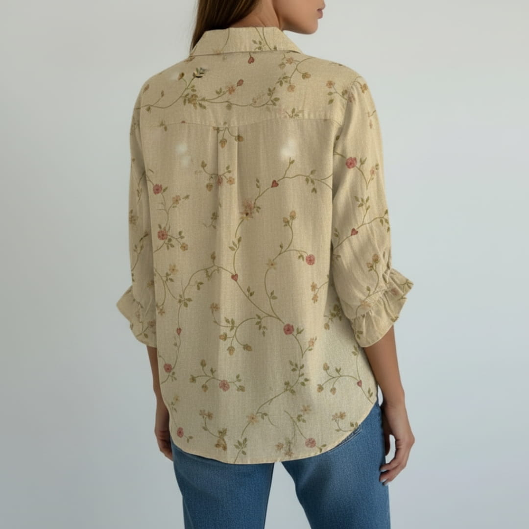 Adelaide Linen Shirt – Artistic Floral Print Women’s Linen Shirt