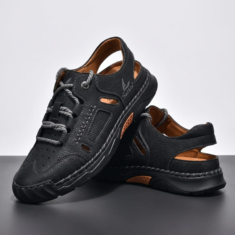 Vittorio Nubuck Leather Fisherman Sandals – Perforated Cushioned Lightweight Footwear