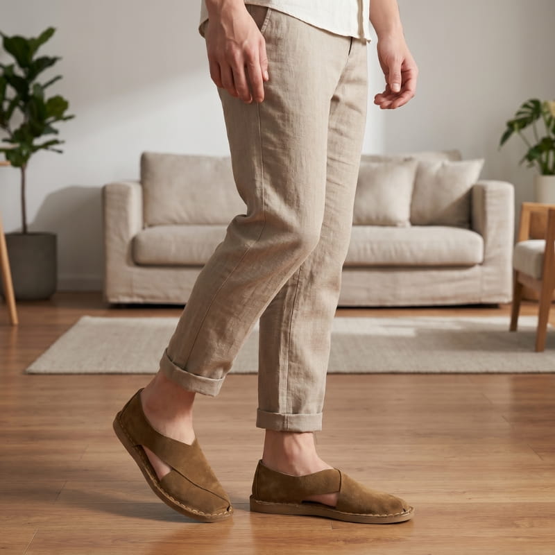 Luciano Suede Sandals – Cross-Wrap Cushioned Open-Side Summer Footwear