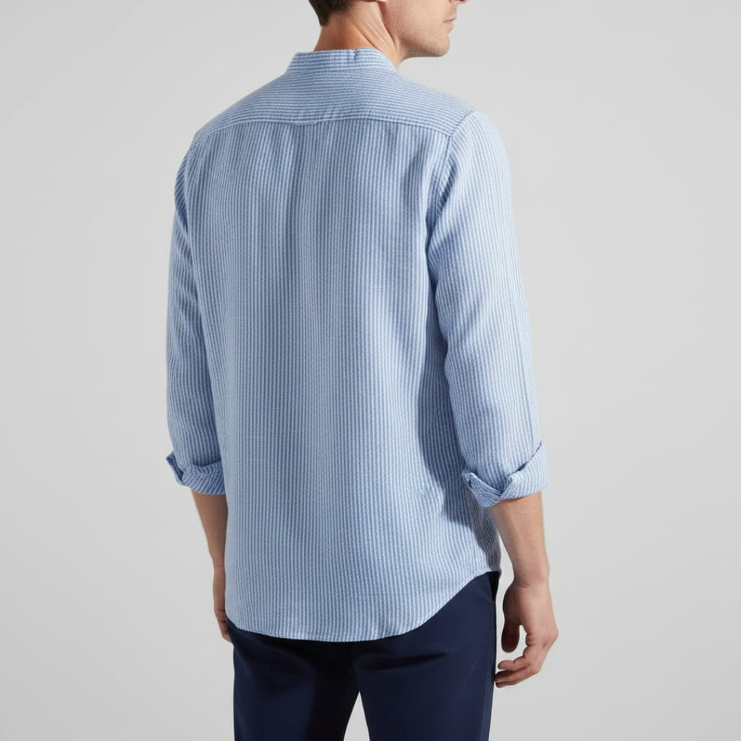 Marlon Men’s Striped Shirt – Cotton Blend Long Sleeve with Relaxed Fit