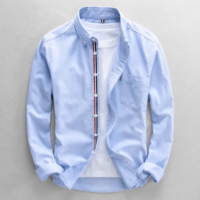 Connor Linen Long Sleeve Shirt – Tailored Breathable Striped-Placket Everyday Apparel