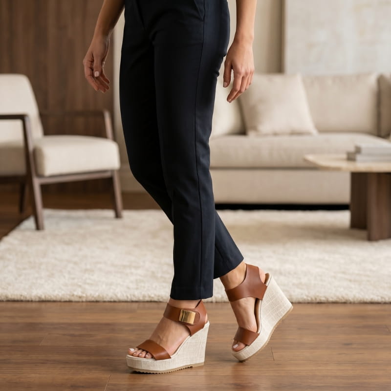 Valeria Platform Wedge Sandals – Colorblock Cushioned Ankle-Strap Summer Footwear