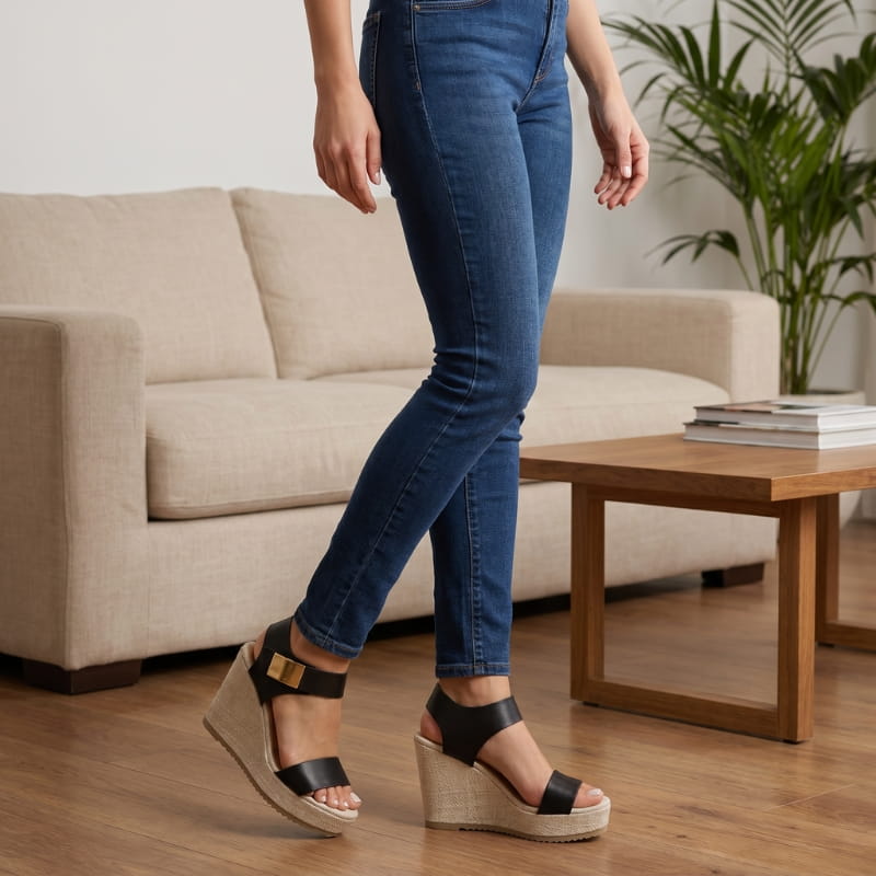 Valeria Platform Wedge Sandals – Colorblock Cushioned Ankle-Strap Summer Footwear