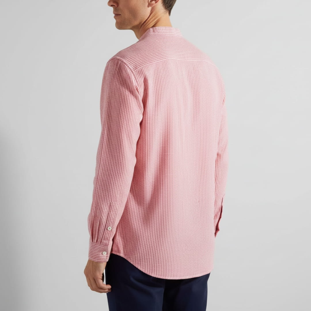 Marlon Men’s Striped Shirt – Cotton Blend Long Sleeve with Relaxed Fit