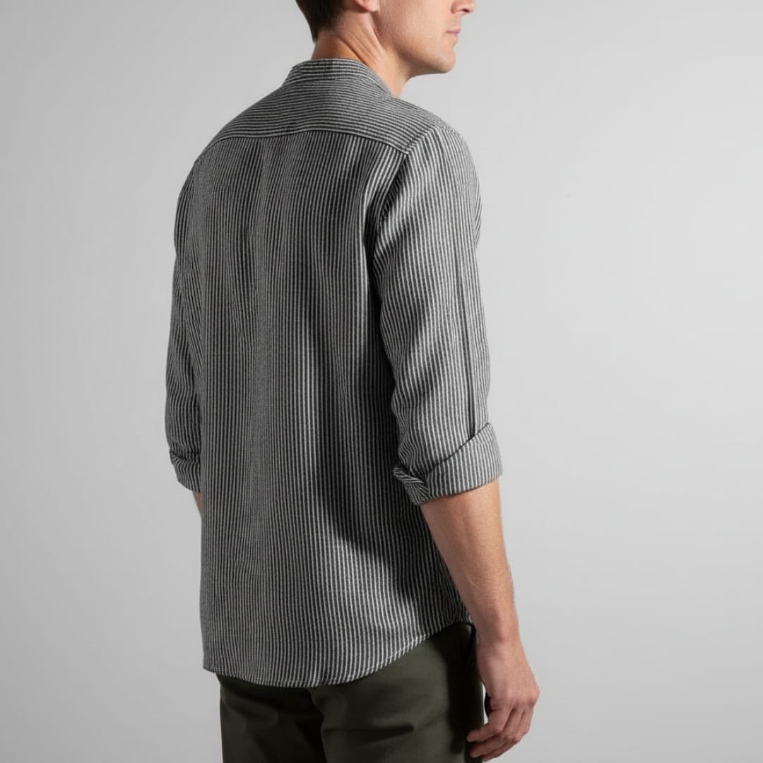 Marlon Men’s Striped Shirt – Cotton Blend Long Sleeve with Relaxed Fit