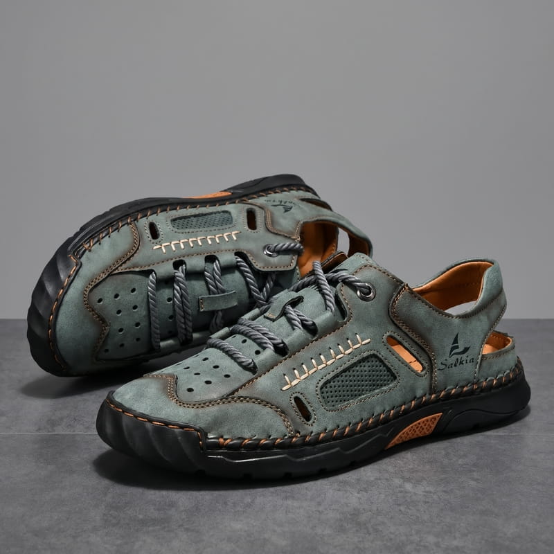 Vittorio Nubuck Leather Fisherman Sandals – Perforated Cushioned Lightweight Footwear