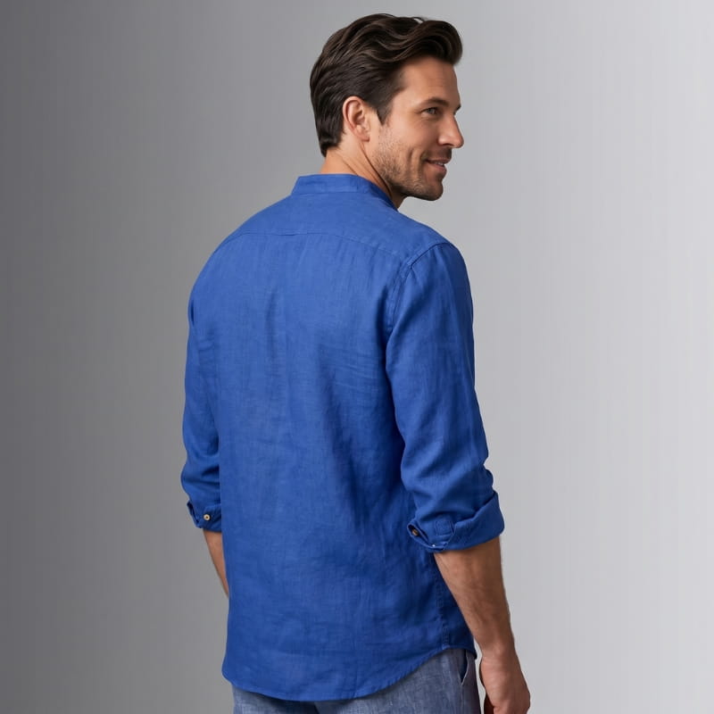 Wesley Linen Henley Shirt – Tailored Breathable Relaxed Everyday Apparel