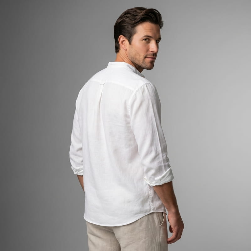 Wesley Linen Henley Shirt – Tailored Breathable Relaxed Everyday Apparel
