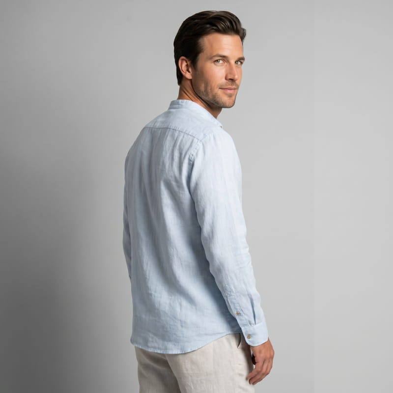 Wesley Linen Henley Shirt – Tailored Breathable Relaxed Everyday Apparel