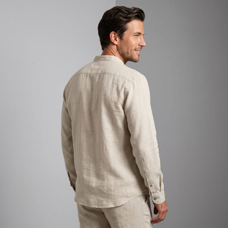 Wesley Linen Henley Shirt – Tailored Breathable Relaxed Everyday Apparel