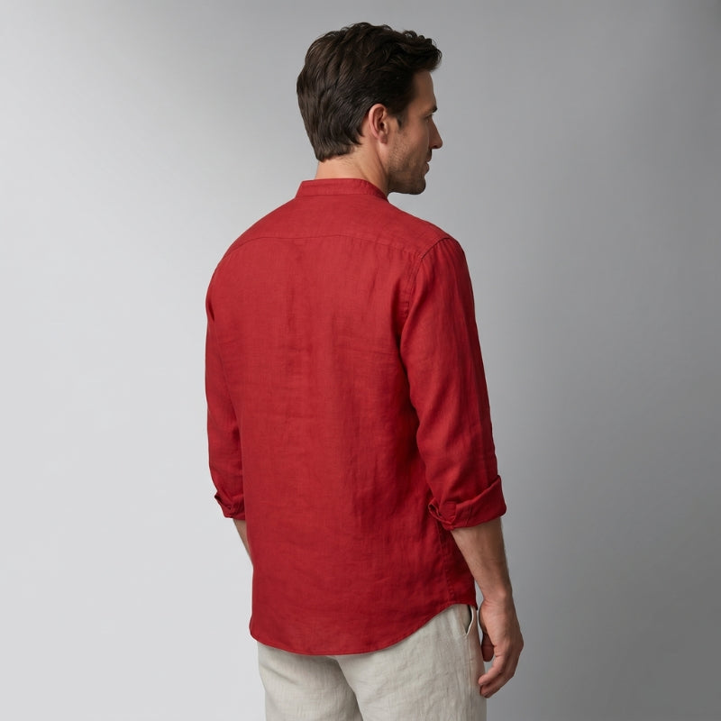 Wesley Linen Henley Shirt – Tailored Breathable Relaxed Everyday Apparel