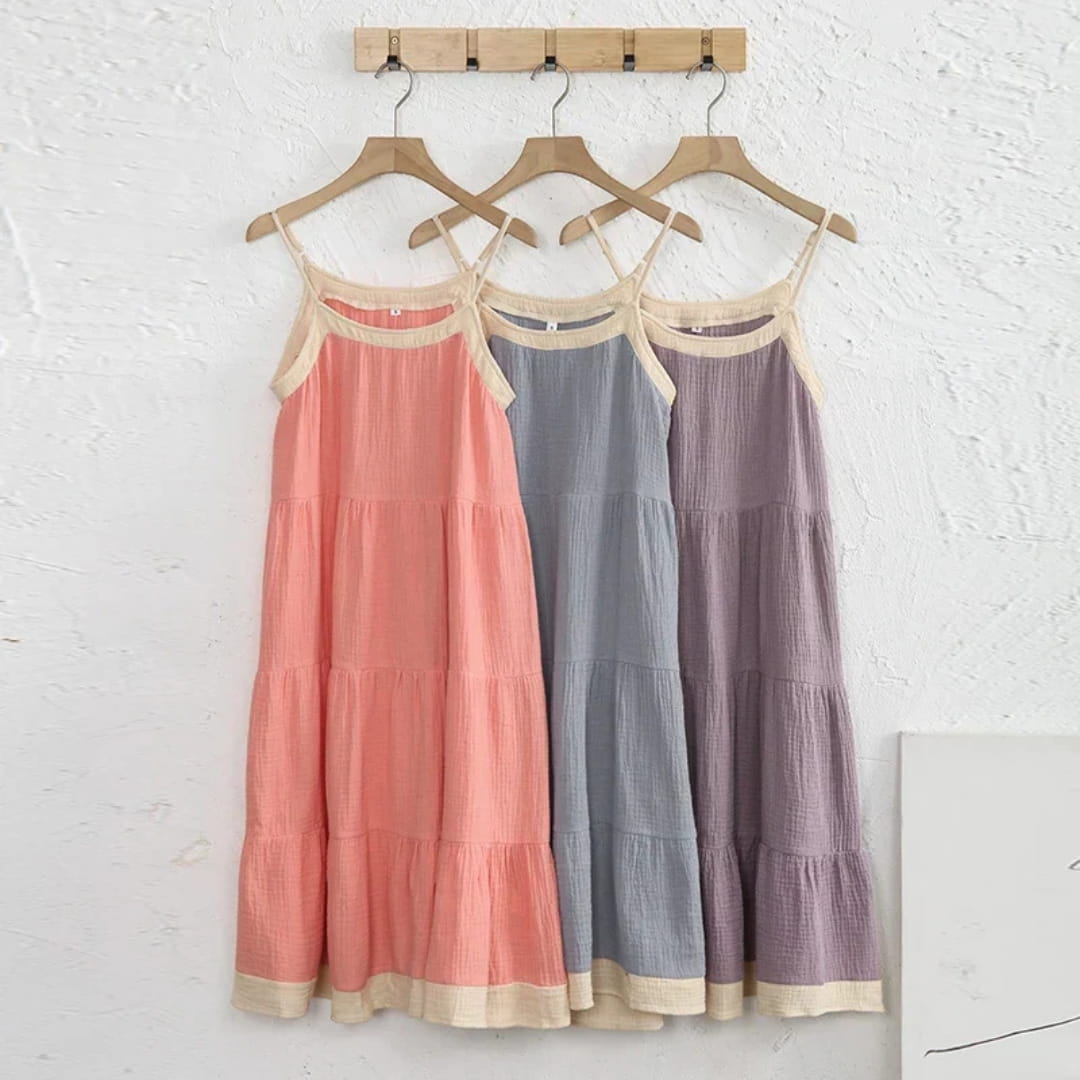 Isolde Pure Cotton Patchwork Sundress – Lightweight Casual Summer Dress