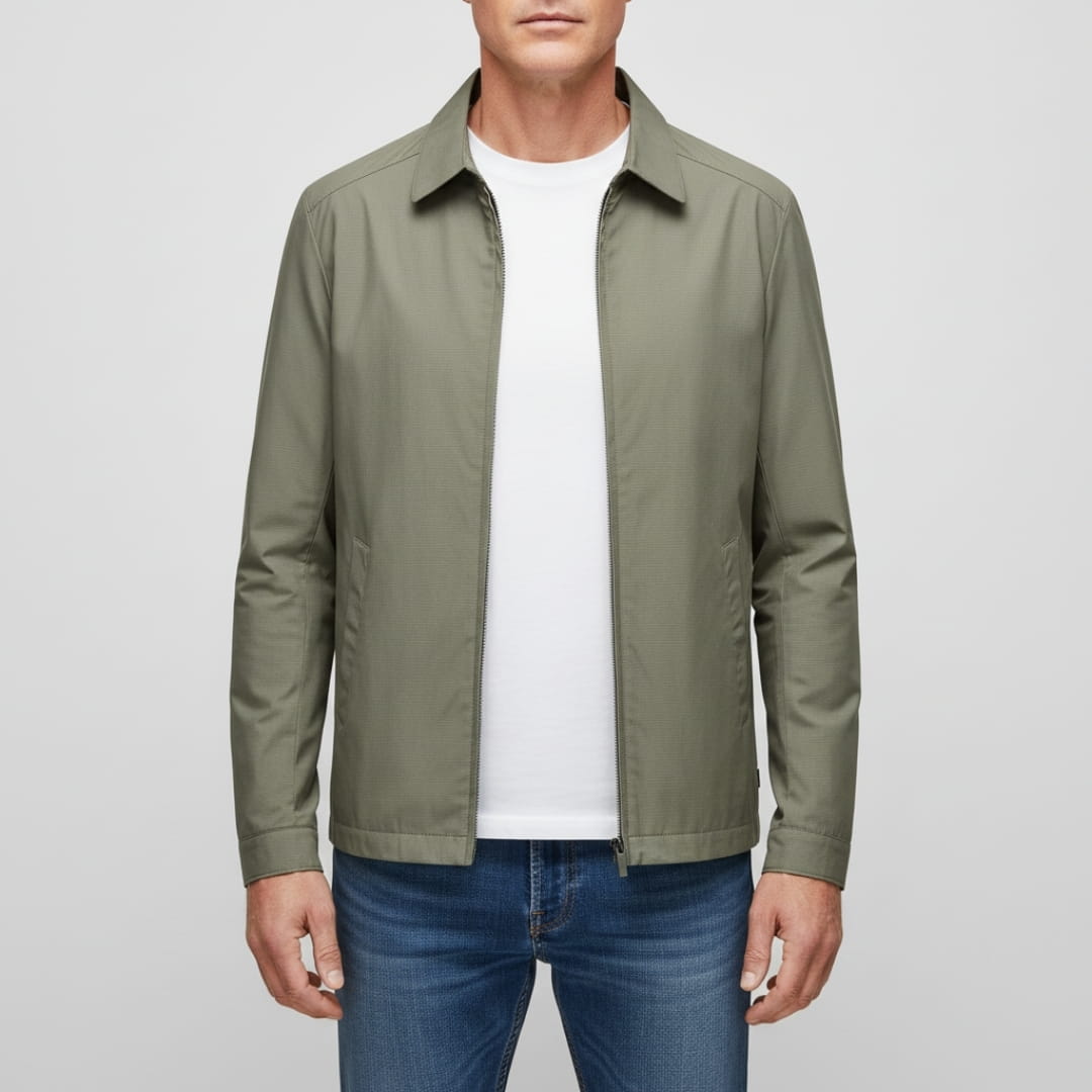 Edward Classic Collared Lightweight Jacket – Harrington Business Casual Outerwear