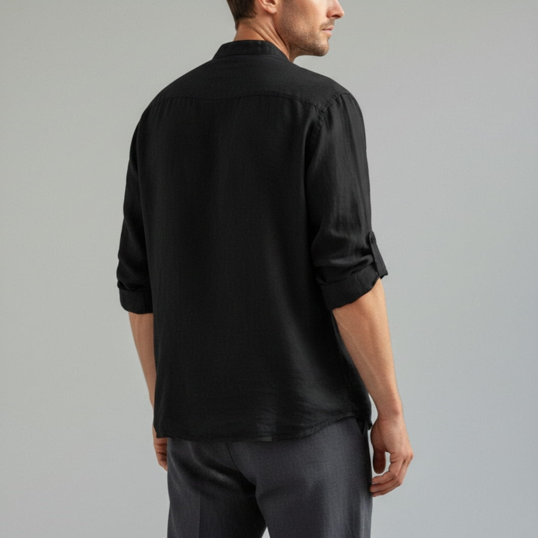 Bensar Men's Linen Shirt – Lightweight Relaxed Long Sleeve Top
