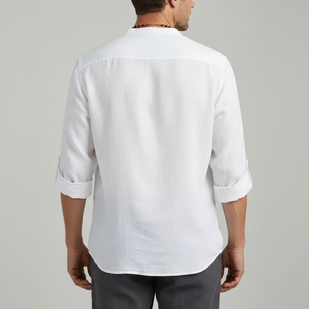 Bensar Men's Linen Shirt – Lightweight Relaxed Long Sleeve Top