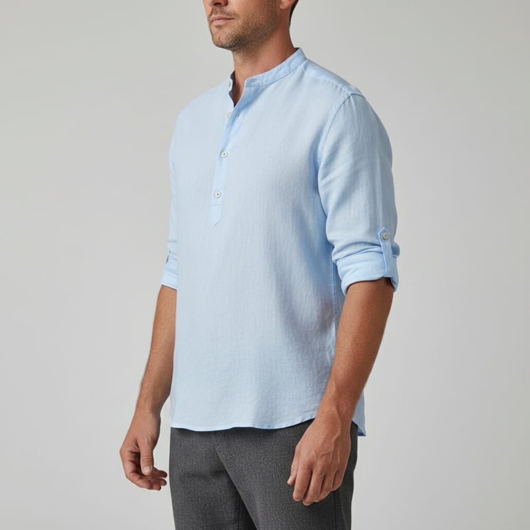 Bensar Men's Linen Shirt – Lightweight Relaxed Long Sleeve Top