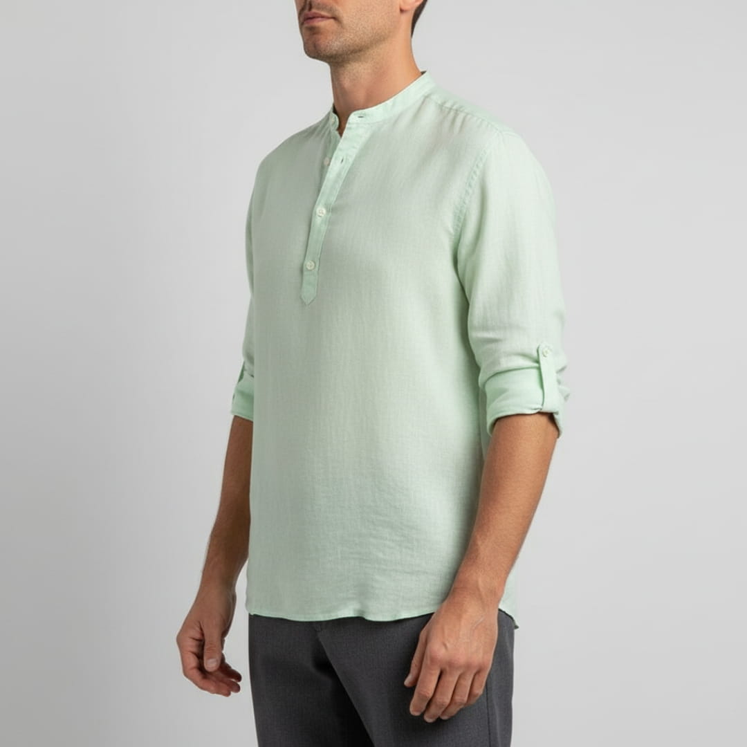 Bensar Men's Linen Shirt – Lightweight Relaxed Long Sleeve Top