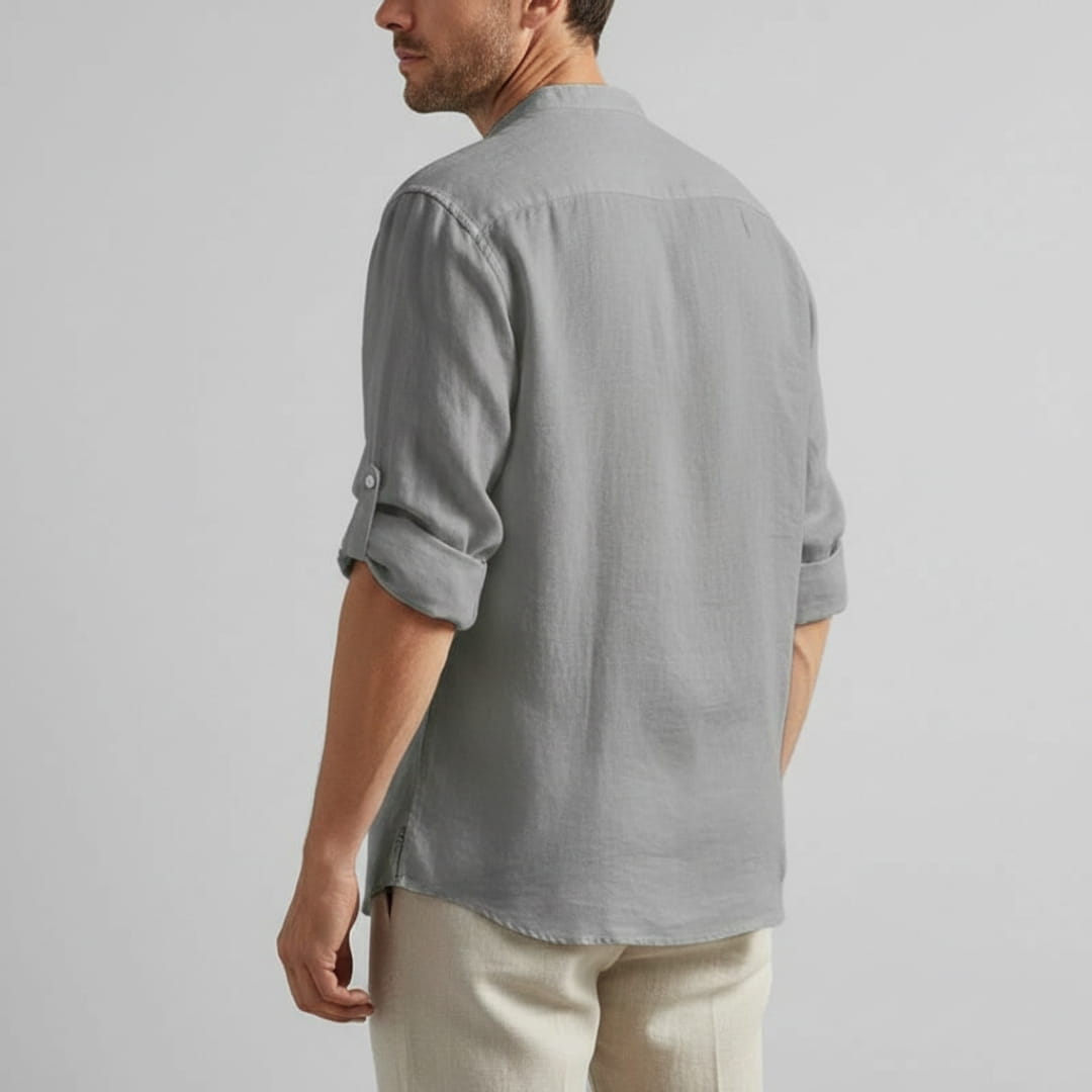 Bensar Men's Linen Shirt – Lightweight Relaxed Long Sleeve Top