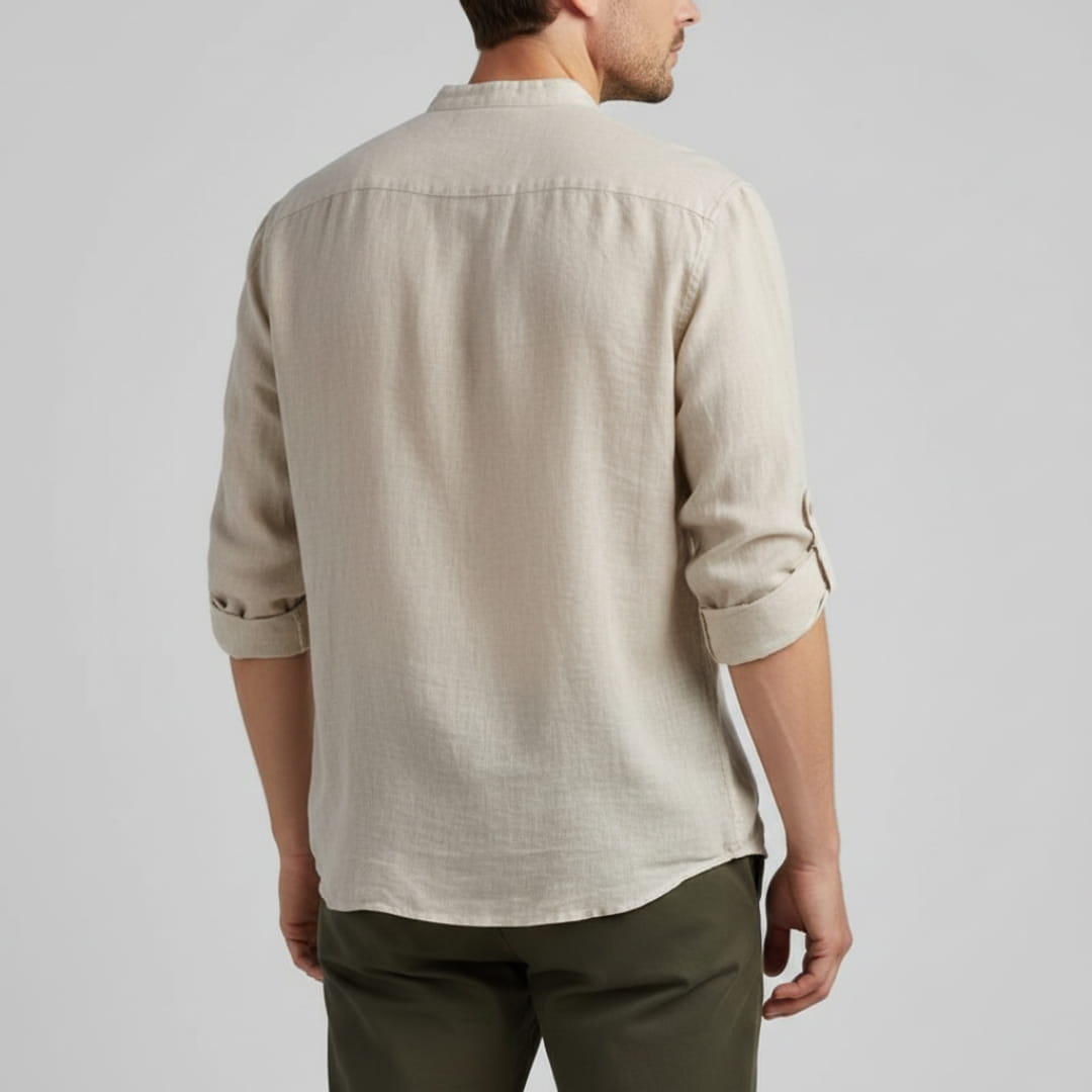 Bensar Men's Linen Shirt – Lightweight Relaxed Long Sleeve Top