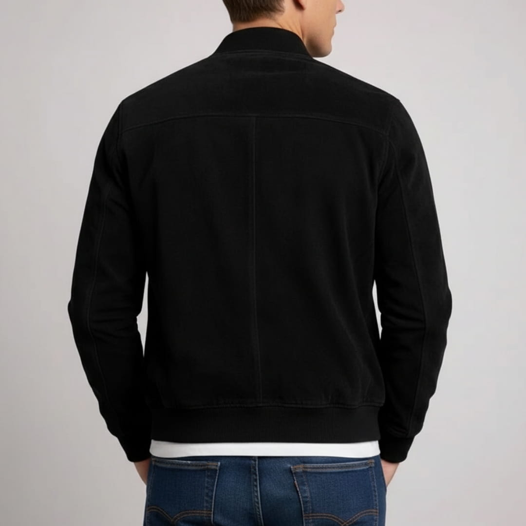 Quentin Lightweight Suede Bomber Jacket – Casual Vintage Zip Outerwear Layer