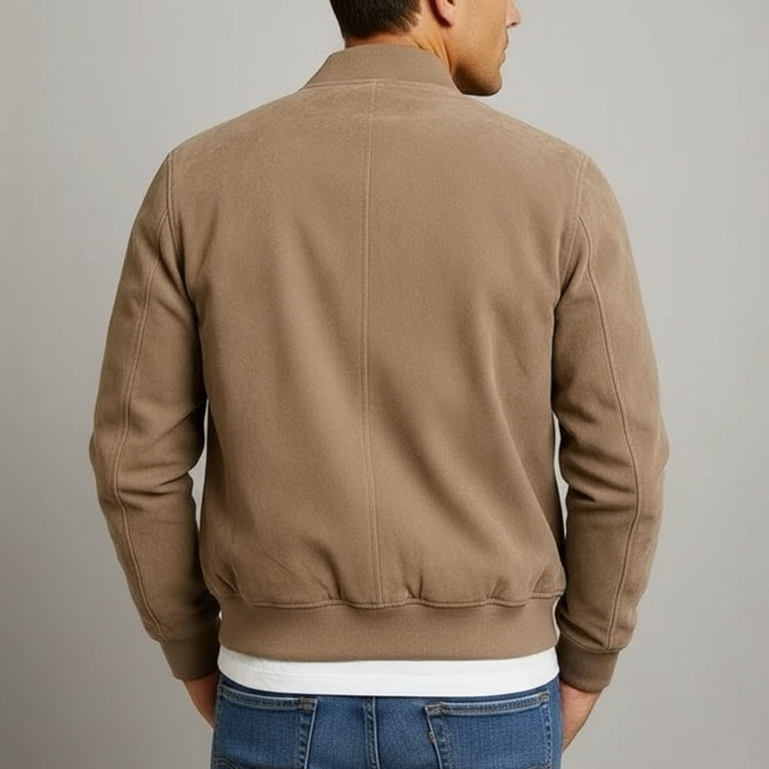 Quentin Lightweight Suede Bomber Jacket – Casual Vintage Zip Outerwear Layer