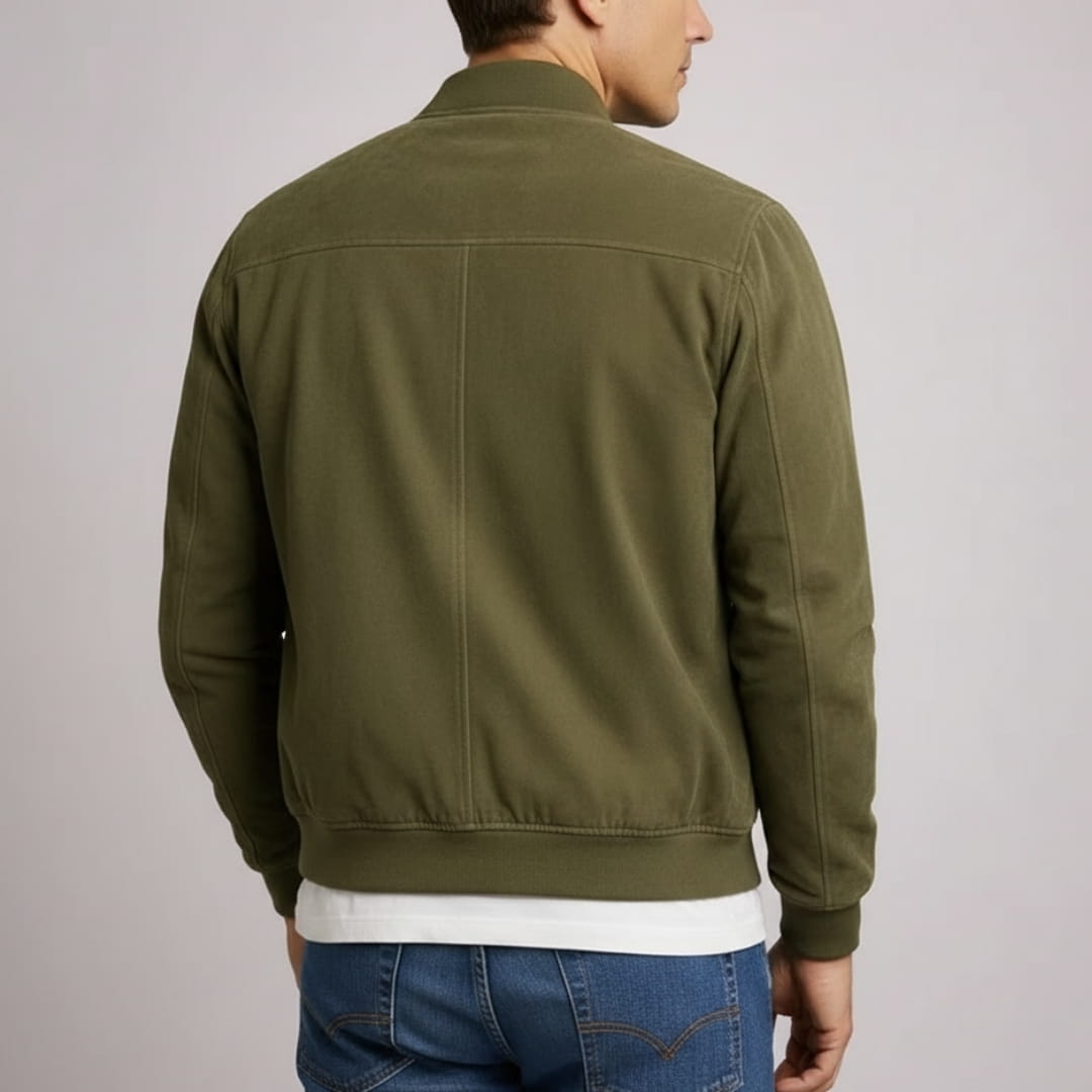Quentin Lightweight Suede Bomber Jacket – Casual Vintage Zip Outerwear Layer
