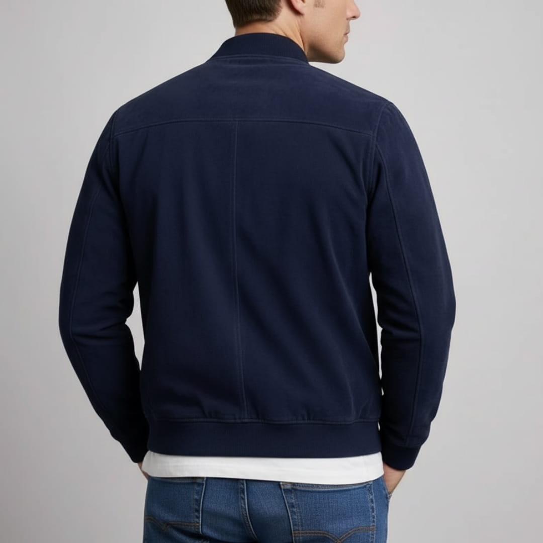 Quentin Lightweight Suede Bomber Jacket – Casual Vintage Zip Outerwear Layer