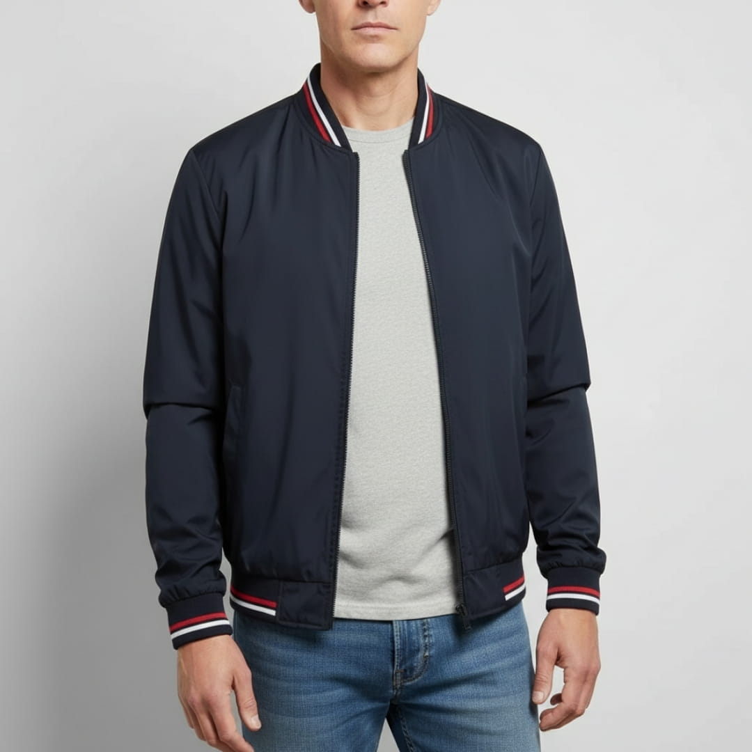 Lucien Lightweight Jacket – Ribbed Trim Smart Casual Outerwear