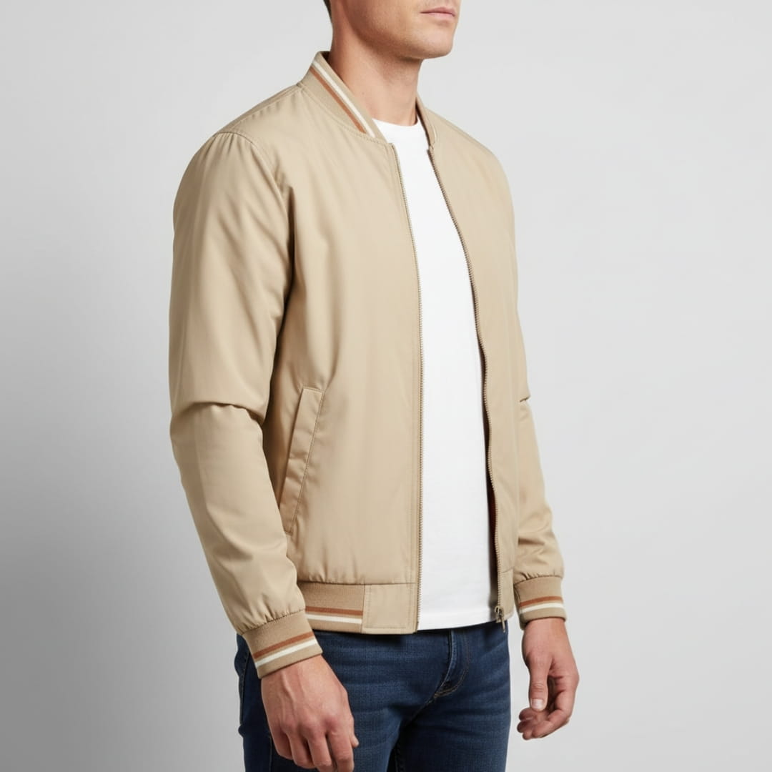 Lucien Lightweight Jacket – Ribbed Trim Smart Casual Outerwear