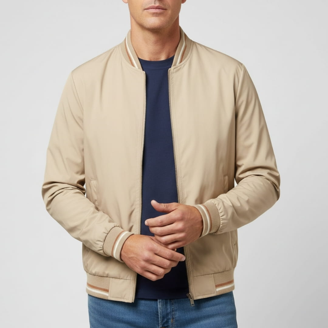 Lucien Lightweight Jacket – Ribbed Trim Smart Casual Outerwear
