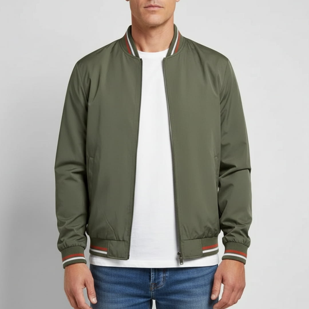 Lucien Lightweight Jacket – Ribbed Trim Smart Casual Outerwear