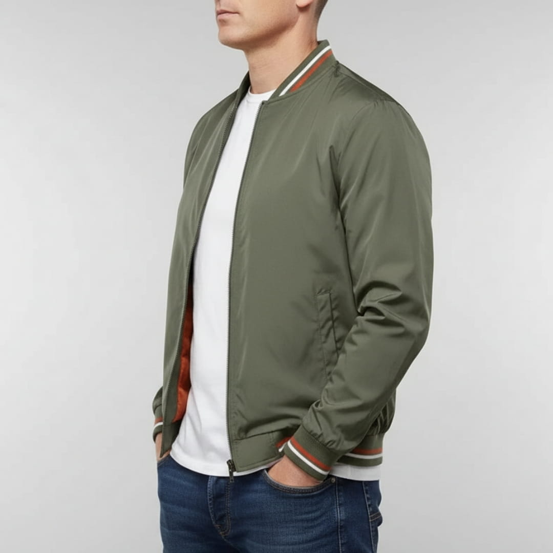 Lucien Lightweight Jacket – Ribbed Trim Smart Casual Outerwear