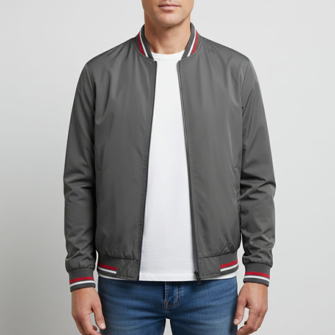 Lucien Lightweight Jacket – Ribbed Trim Smart Casual Outerwear