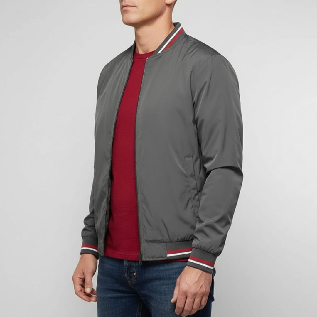 Lucien Lightweight Jacket – Ribbed Trim Smart Casual Outerwear