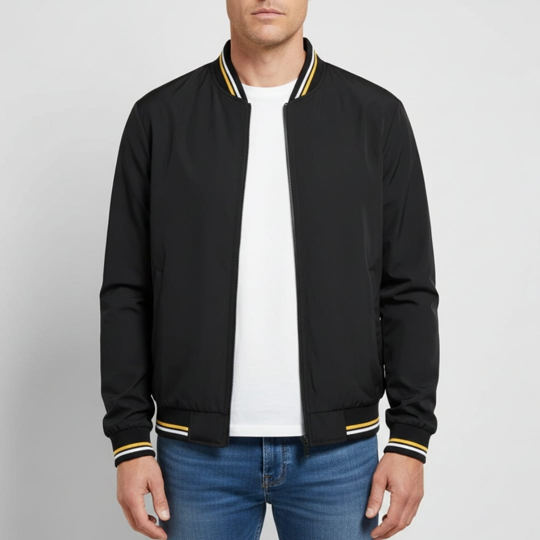 Lucien Lightweight Jacket – Ribbed Trim Smart Casual Outerwear
