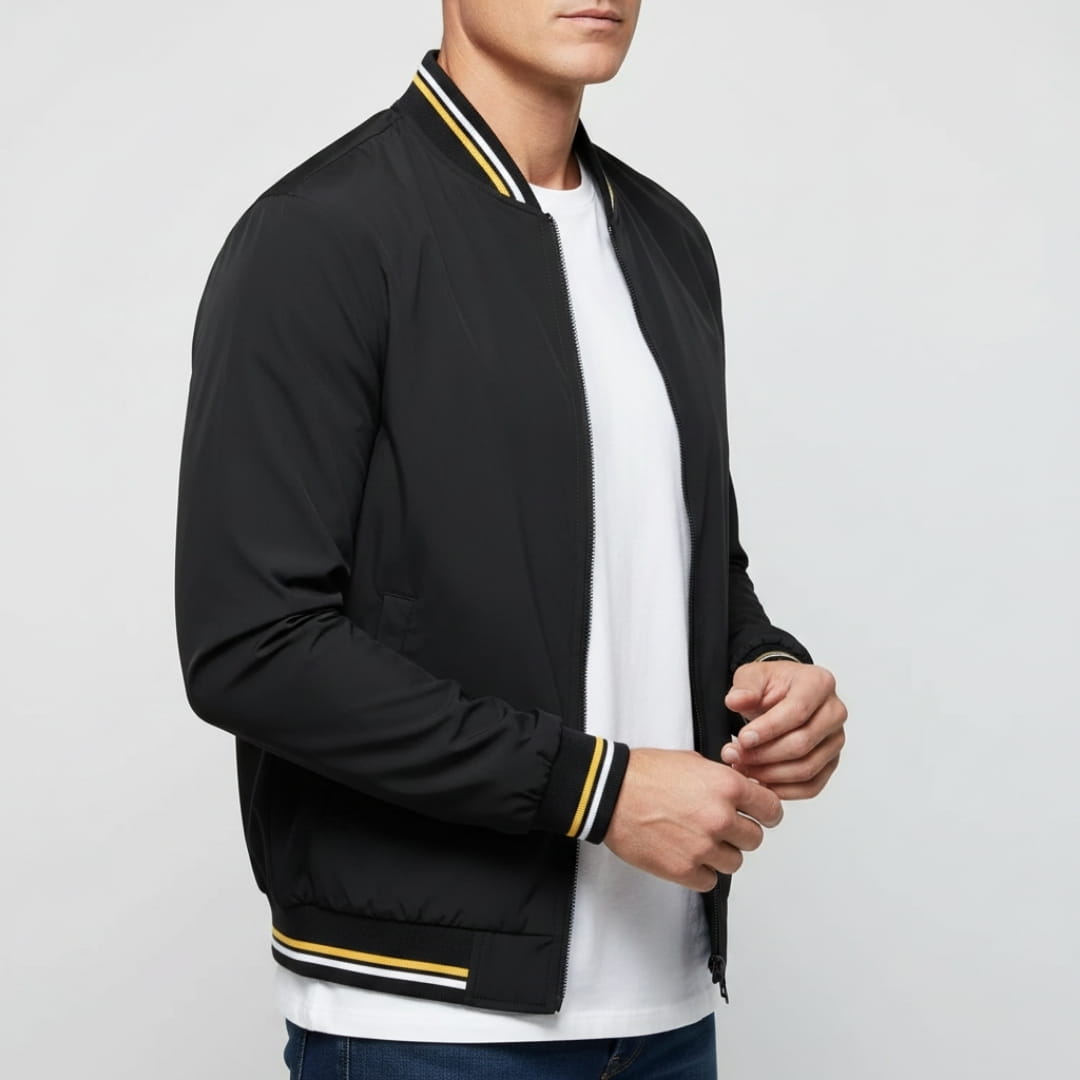 Lucien Lightweight Jacket – Ribbed Trim Smart Casual Outerwear