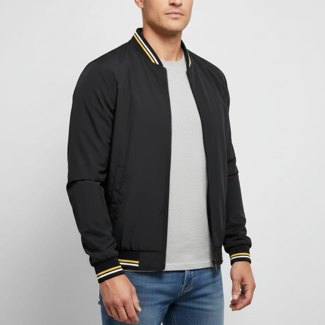 Lucien Lightweight Jacket – Ribbed Trim Smart Casual Outerwear