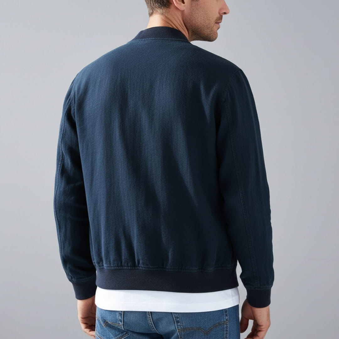 Nelson Linen Blend Bomber Jacket – Zip-Up Lightweight Casual Outerwear