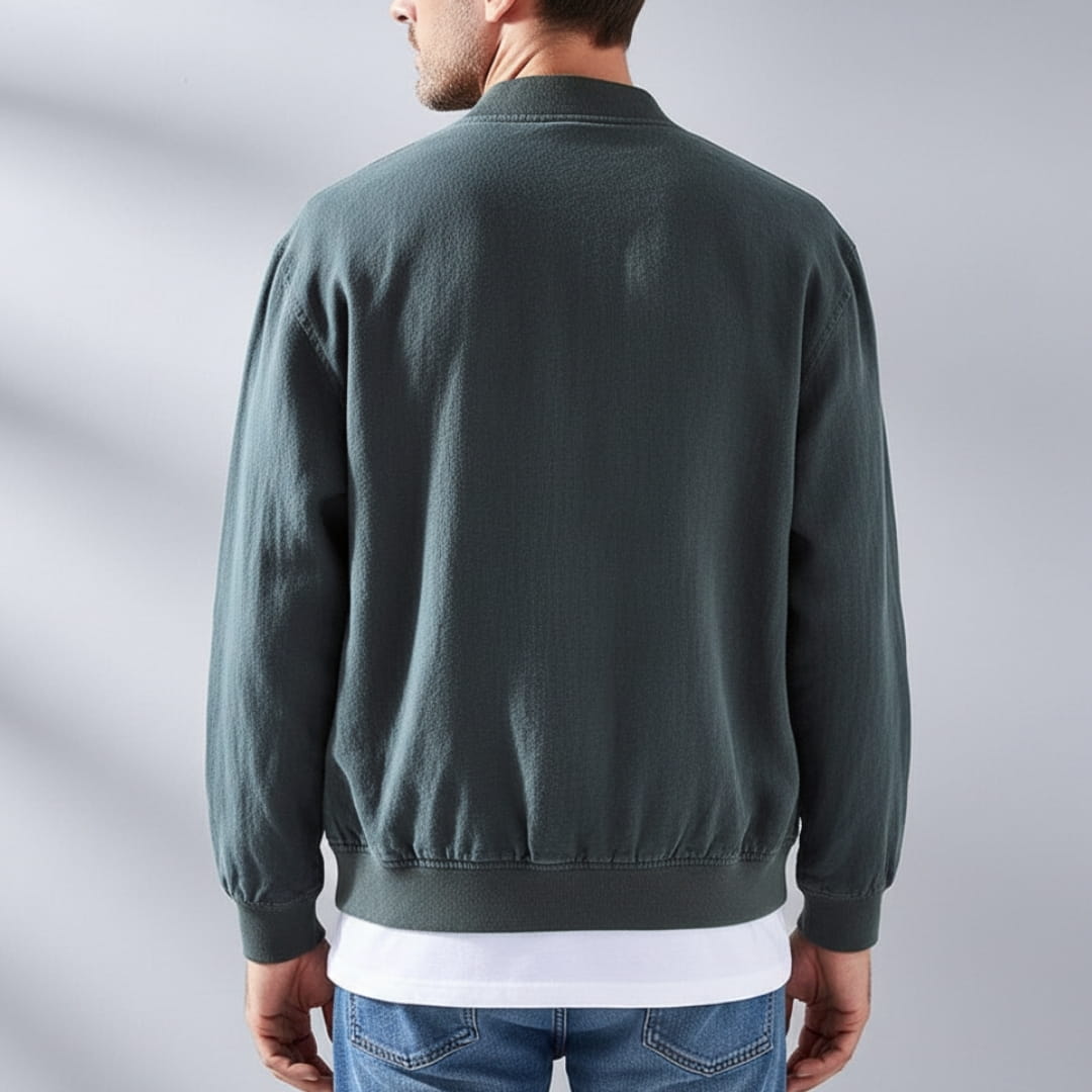 Nelson Linen Blend Bomber Jacket – Zip-Up Lightweight Casual Outerwear